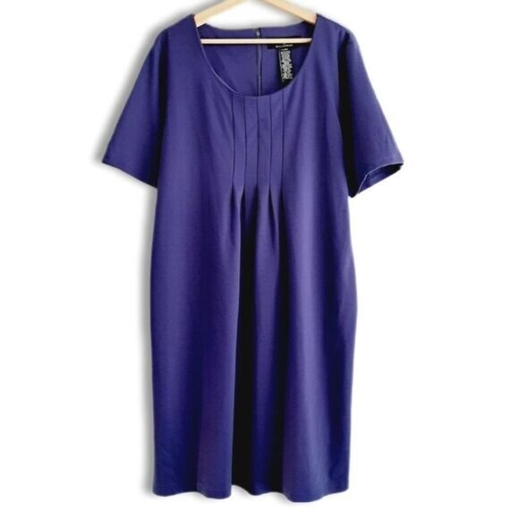 LENNIE Scoop Neck Midi Length Dress Soft Fabric Blue / Purple Sz XL Flawed - Picture 1 of 12